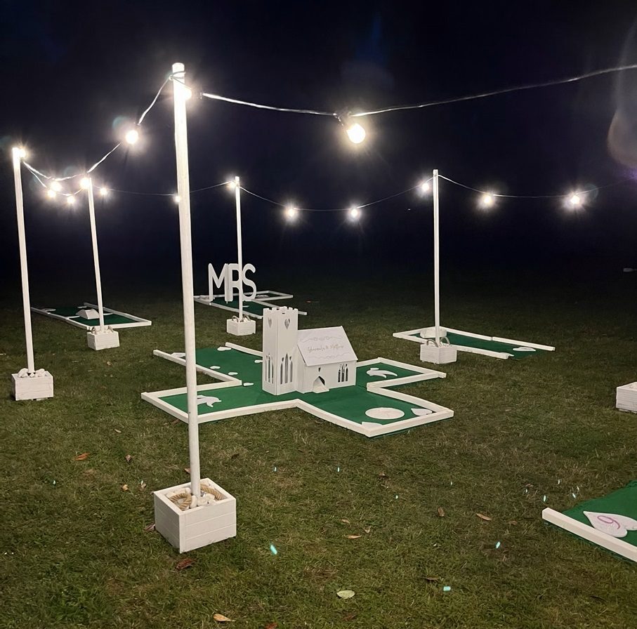 Crazy Golf Course Lighting // Festoon on Weighted Bases
