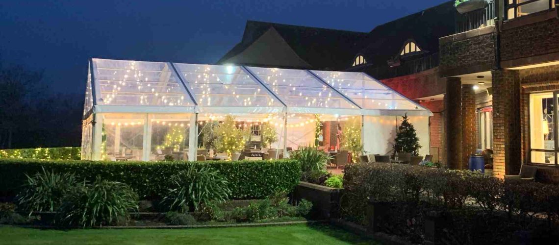 Festoon at night in marquees